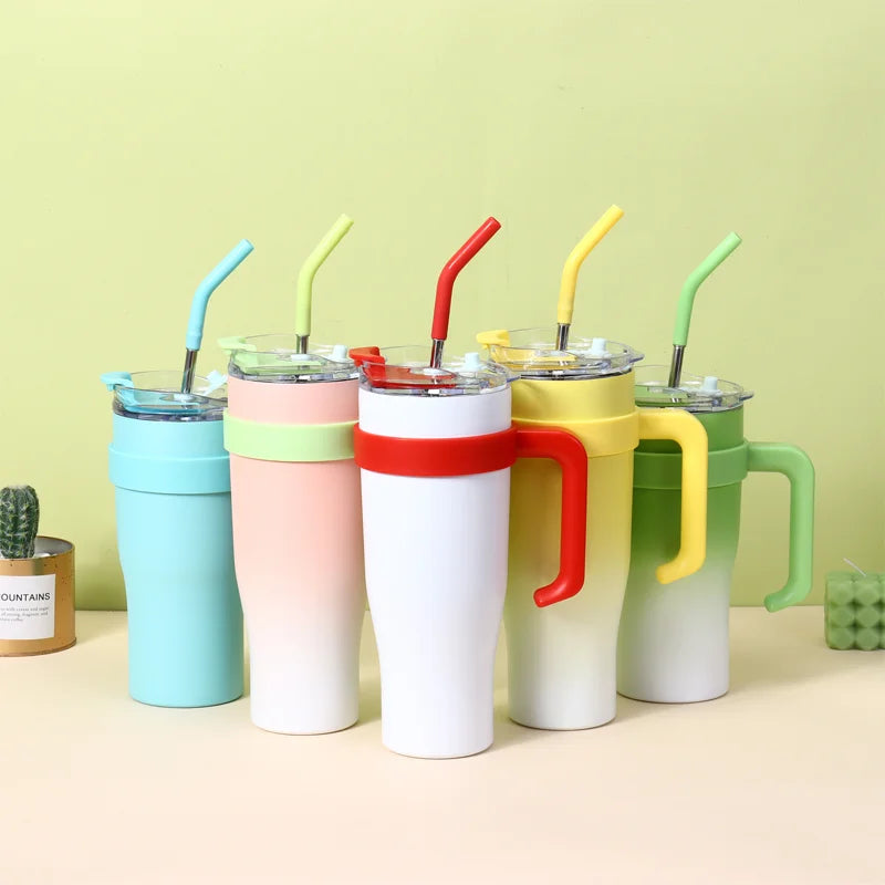 Outdoor Gift Set Custom Wholesale Stainless Steel Iced Travel Insulated Coffee Tumbler With Straw