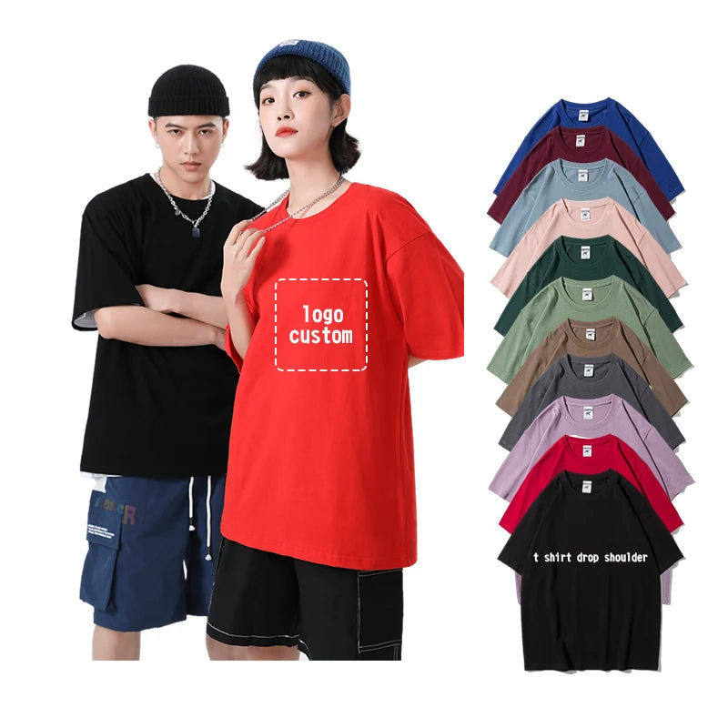Oversized Mens Drop Shoulder 100% Cotton Round Neck Loose Version t Shirts High Quality 280grams Custom logo T-shirt