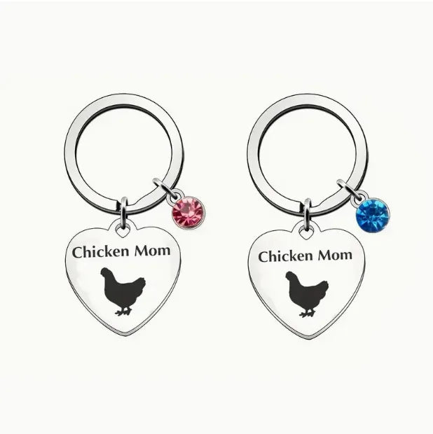 Chicken Mom Stainless Steel Keychain Love Keychain Mother's Day Gift
