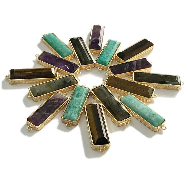 Faceted Natural Stone Pendants DIY Jewelry Making Charms