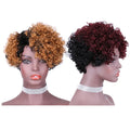 Real Human Hair Wig Short Hair Woman Color Lace Front India Afro Kinky Curly Pixie Cut Short Bob Wigs