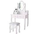 Customized Modern Minimalist Wooden Dresser Set with Makeup Oval Mirror and 4 Drawer Dressing Table