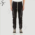 Custom Logo Men Plain Drawstring Waistband Dropped Inseam Eyelet Zip Pockets Six-pocket Styling Cargo Pants