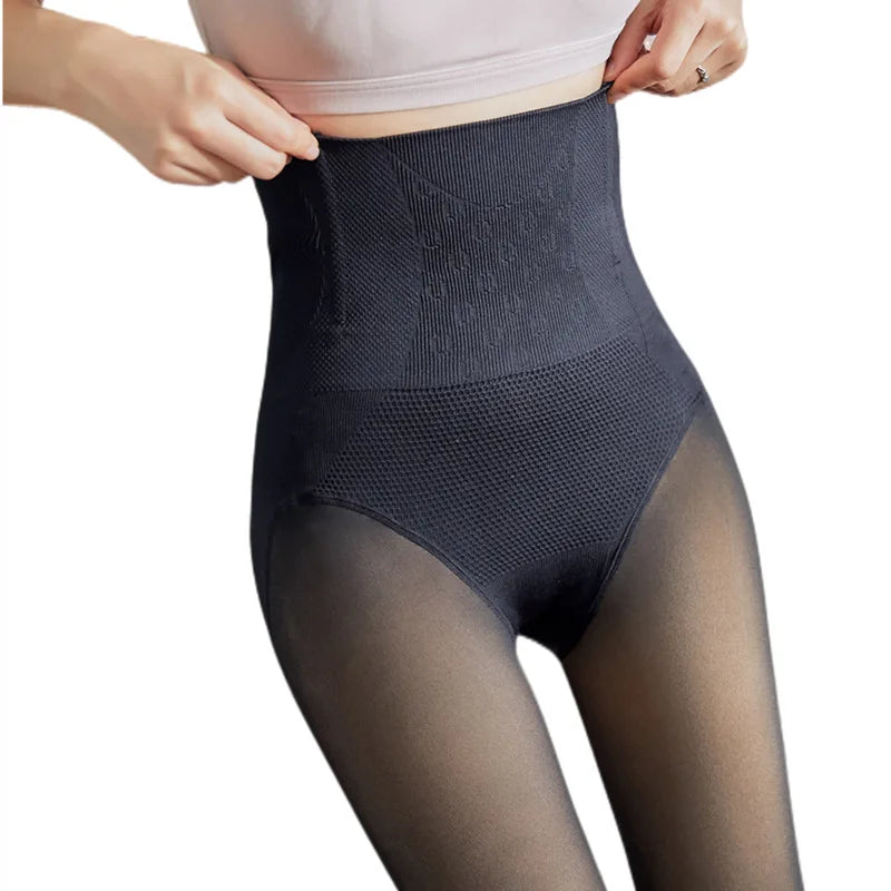 Stewardess Gray Belly Contracting Hip Lifting Carnival Winter Stockings Fleece-Lined Thick High Waist Pantyhose / Tights