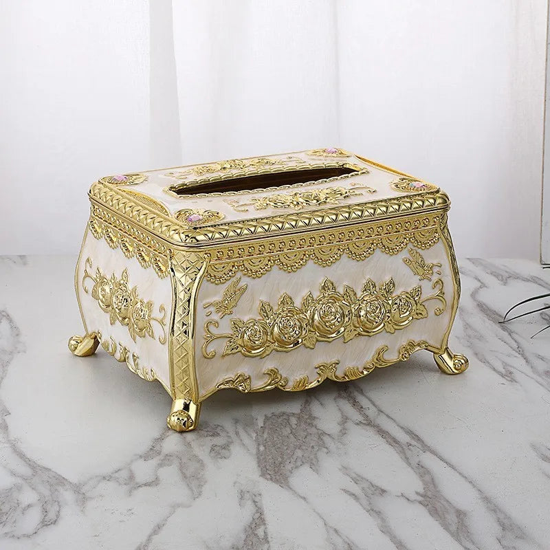 New Arrived Stock European Home Decoration  Car Plastic Facial Tissue Box Holder Storage Cover Luxury