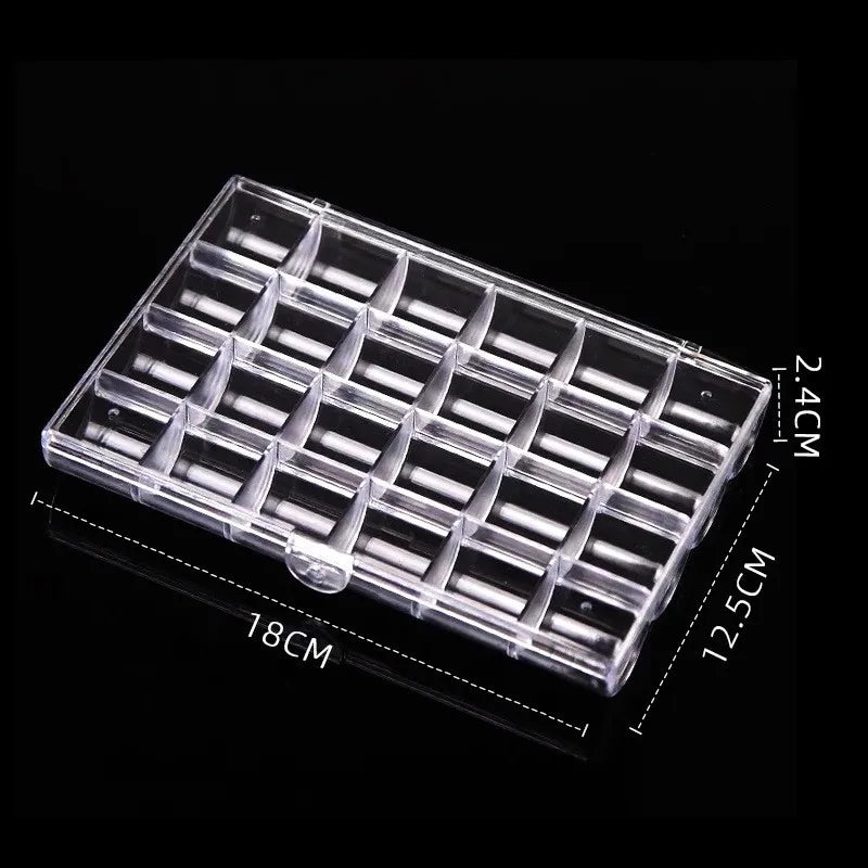 BWAER 24 Grids Loose Nails Rhinestones Beads Transparent Jewelry Bead Ring Earring Storage Box Acrylic Container