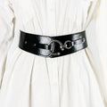 Retro Style Ladies Waist Outer Belt Cow Hide Genuine Leather Elastic Wide Waistband Custom Length Woven Technics Alloy Buckle
