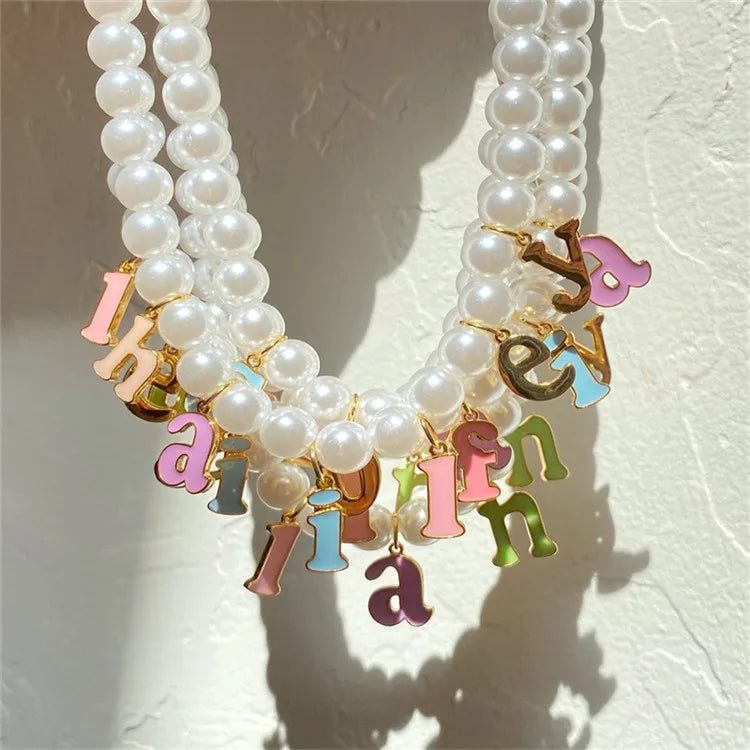 SP DIY Jewelry Necklace Alphabet Pendant Charm 18K Gold Plated Stainless Steel Custom Enamel Initial Letter Pendant