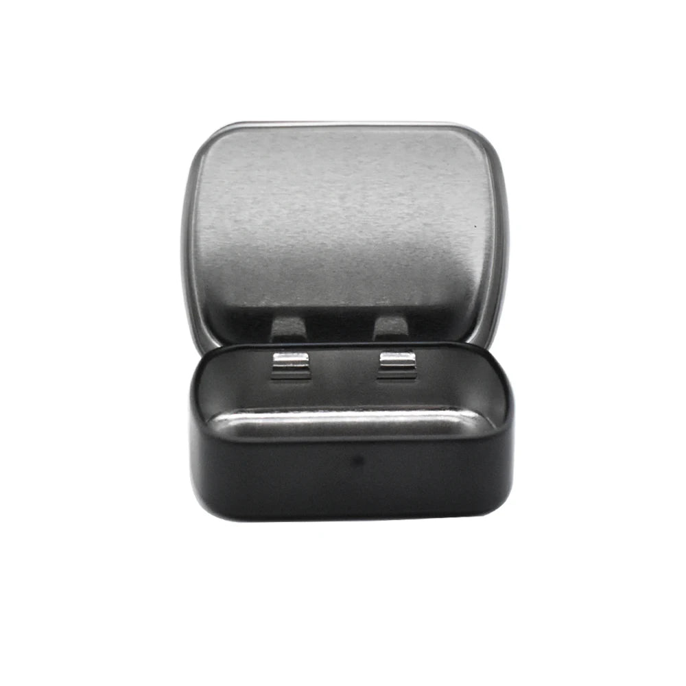 Low Moq Matte Black Mint Candy Hinged Tablet Storage Metal Containers Tin Box