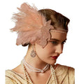 1920s Flapper Headband Ostrich Feathers Headpiece Roaring 20s Sequins Headband Great Gatsby Hair Accessories for Women