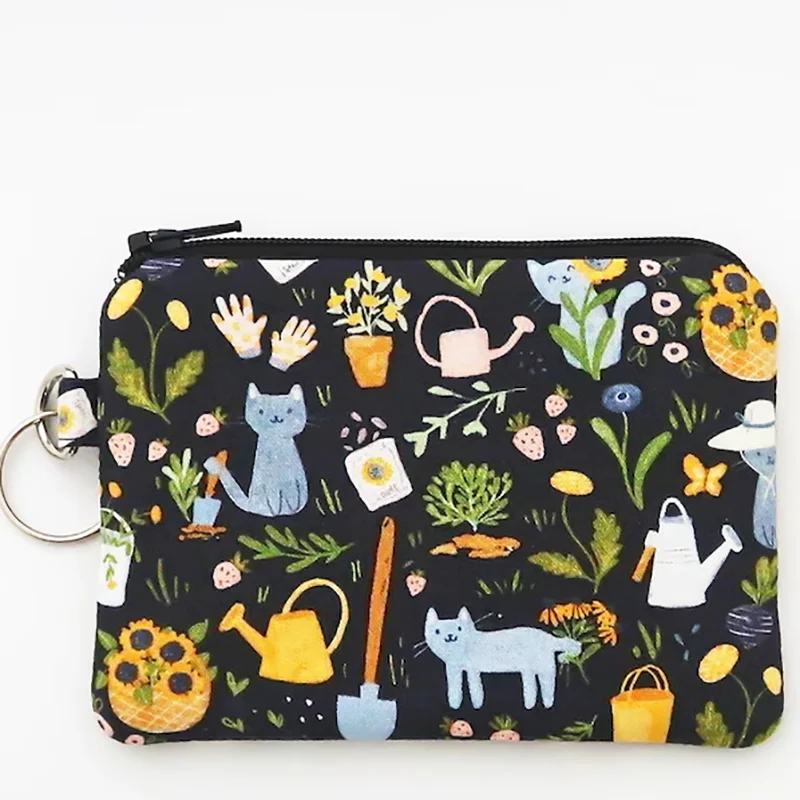 Handmade Cute Animal Zipper Bag with Keychain Design Canvas Material Logo Pattern to Hold Small Items Earphones Certificates