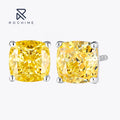 Rochime Cushion Cut Yellow Gemstone  Stud Earrings  S925 Silver Gold Plated 5a Zircon Jewelry for Women