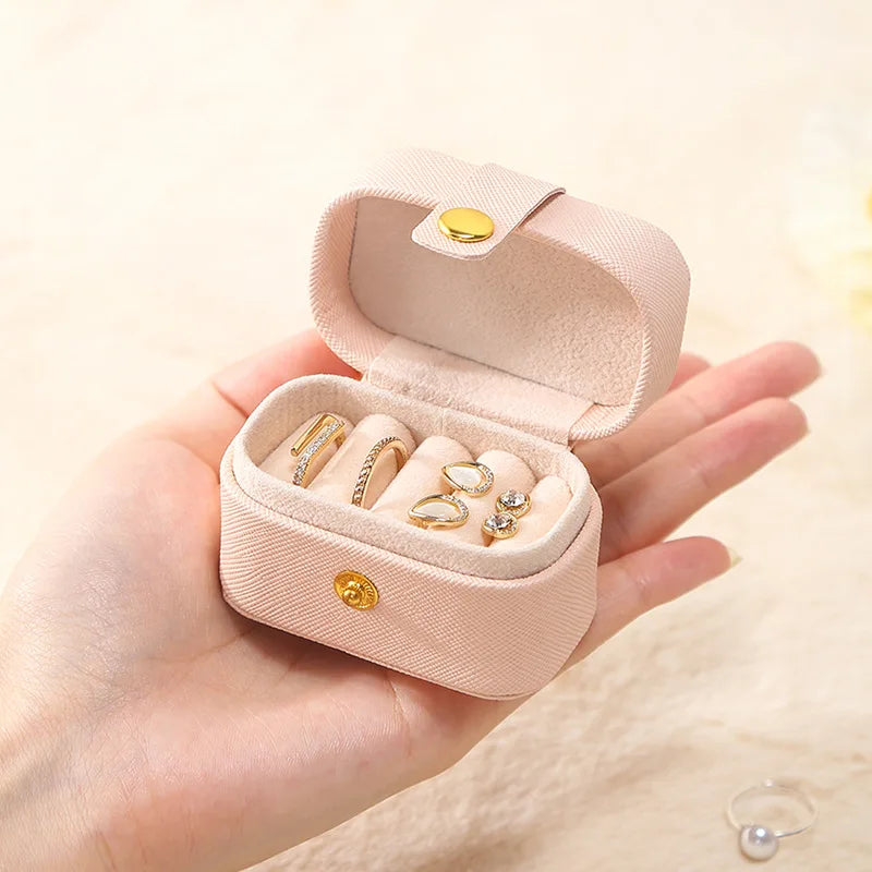 Customized PU Leather Mini Party Travel Portable Storage Organizer Small Ring Earring Earrings Necklace Gift Velvet Customized