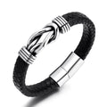 High Quality Hot Selling Retro Creative Twist Hand Woven Leather Bracelet Stainless Steel Magnetic Clasp Men's Bracelet