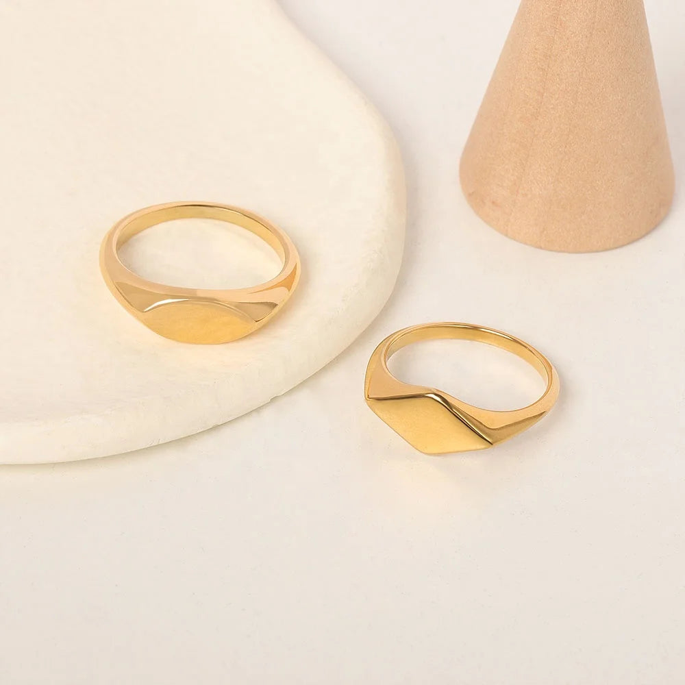2020 Hot Selling Fashion 18 k Gold Plated Stainless Steel Finger Rings Women's 14K 18K Gold Plated Ring Jewelry