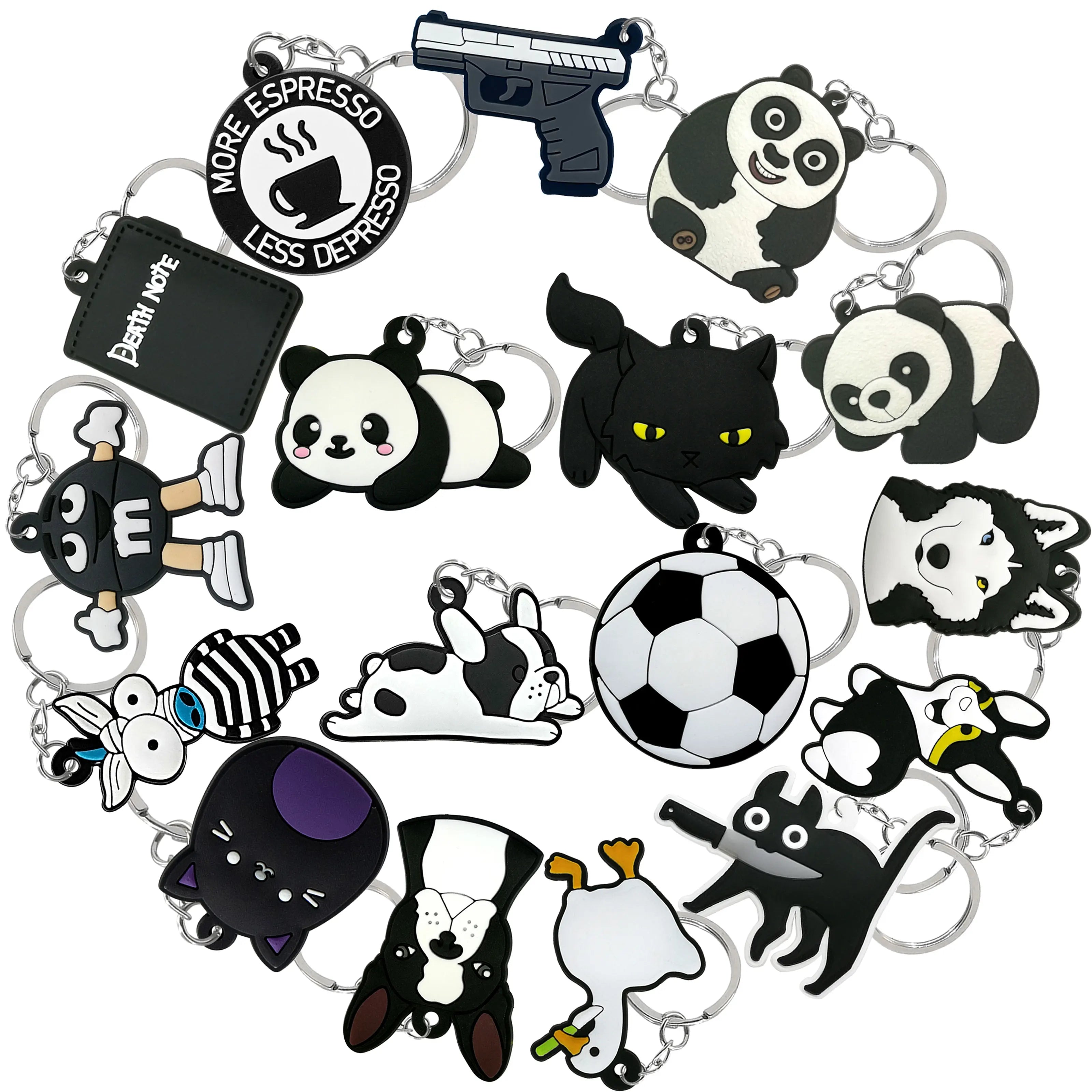 PVC Keychain Black Anime Cartoon Character Key Chain Keyring Wholesale Custom Logo Rubber  Key Accessories Fit Men Boys Gifts