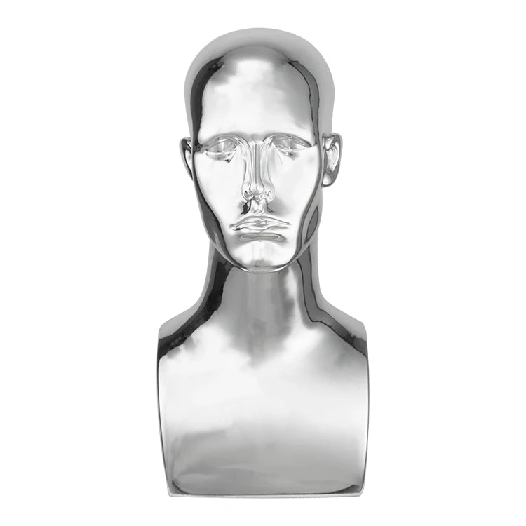 Chromed Headband Display Head Shiny Gold Stand Abs Plastic Wig Mannequin Head