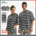 Boxy Oversized Striped Blank Color Blocked T Shirts Vintage Printing Cotton Men Plain Normcore T-shirt Wholesale for Men