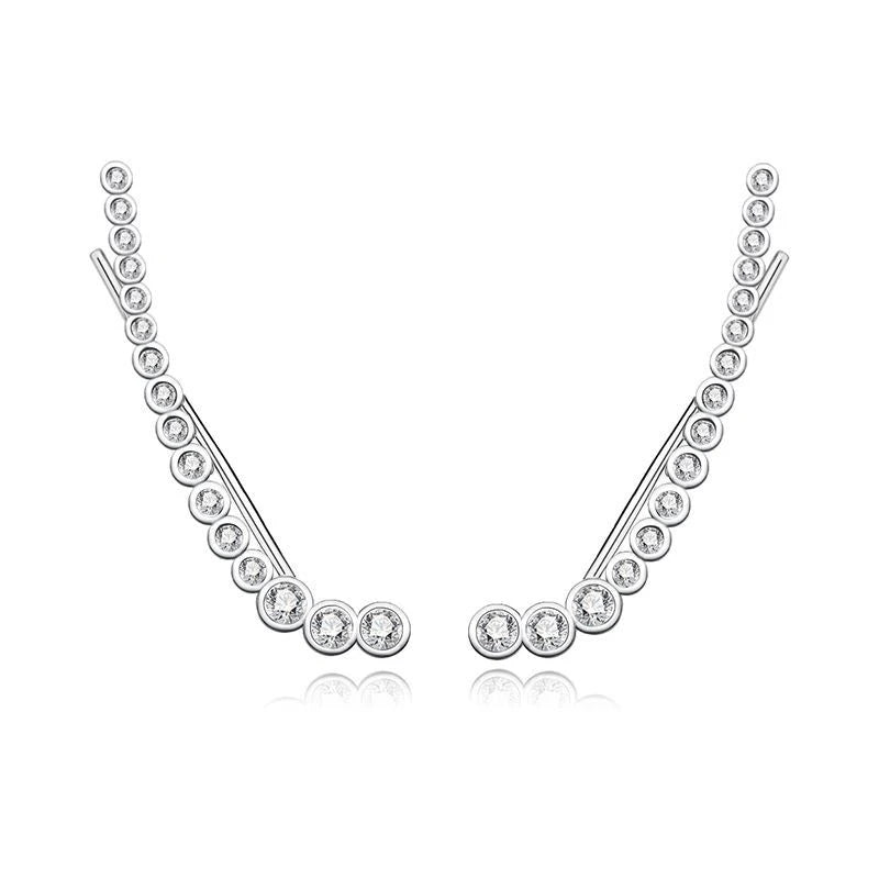 Women's Fashion 925 Sterling Silver Crystal Wing Stud Earrings with Diamond for Girls-Fine Jewelry