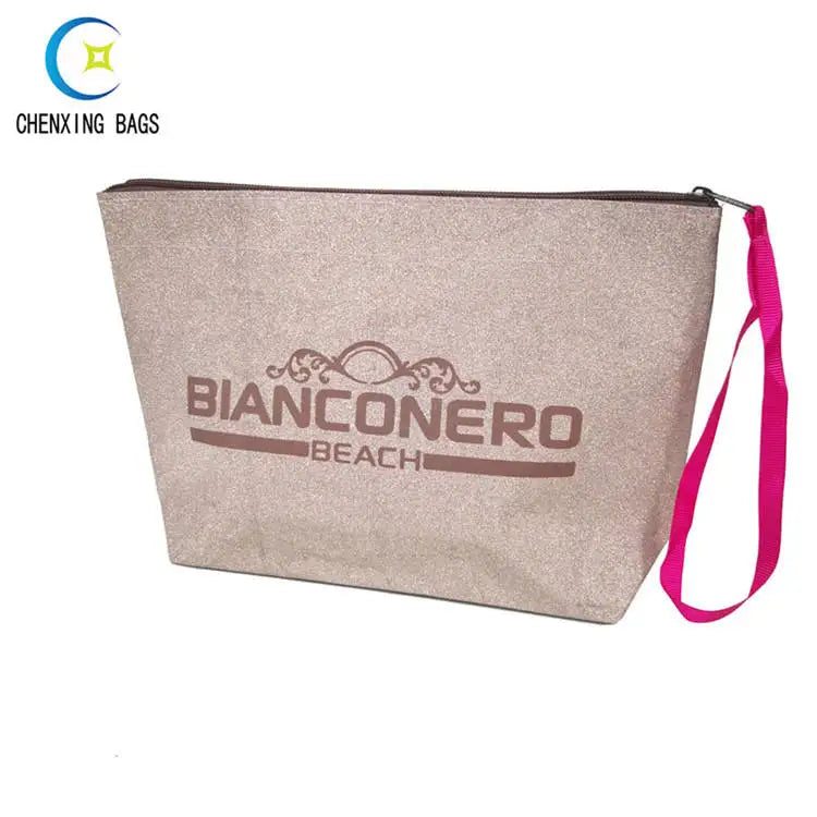 Personalized Customized Pink Glitter Small Custom Pouch Zipper Bag Small With Zip