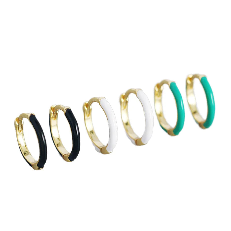 Hot Selling Women's Sterling Silver Circle Hoop Earrings Multi-Color Resin Enamel Gold & Rhodium Plated Ready Ship for Weddings