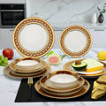 24 Pcs Pieces Ceramic China Bone Royal Red Color Dinner Sets for Muslim Dinner Table and dish Plate with Bowl Set for 6