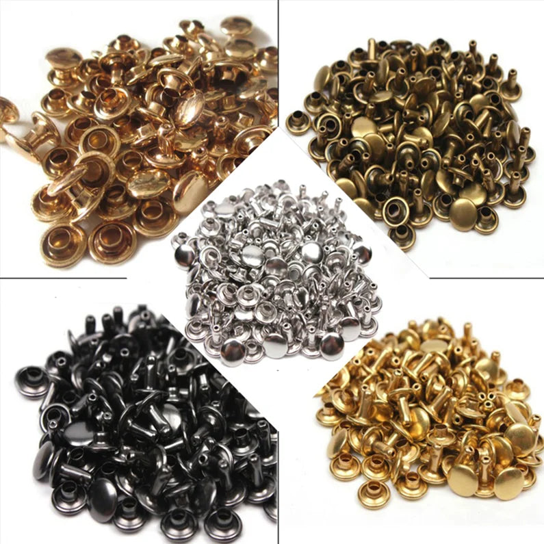 SDPSI DCT 4mm Brass Nickel Color Plated Leather Craft Solid Tubular Double Cap Rivet