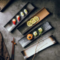 Japandi Rectangular Porcelain Dinnerware Restaurant Sushi Plate 11 Inch Boat Shape Ceramic Stoneware Food Plates Serving Tray