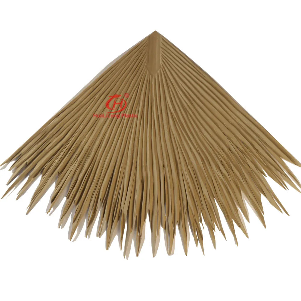 Modern Traditional Design Anti-UV PVC Synthetic Palm Thatch Roof Tiles Sustainable Waterproof Artificial Grass Outdoor Roof