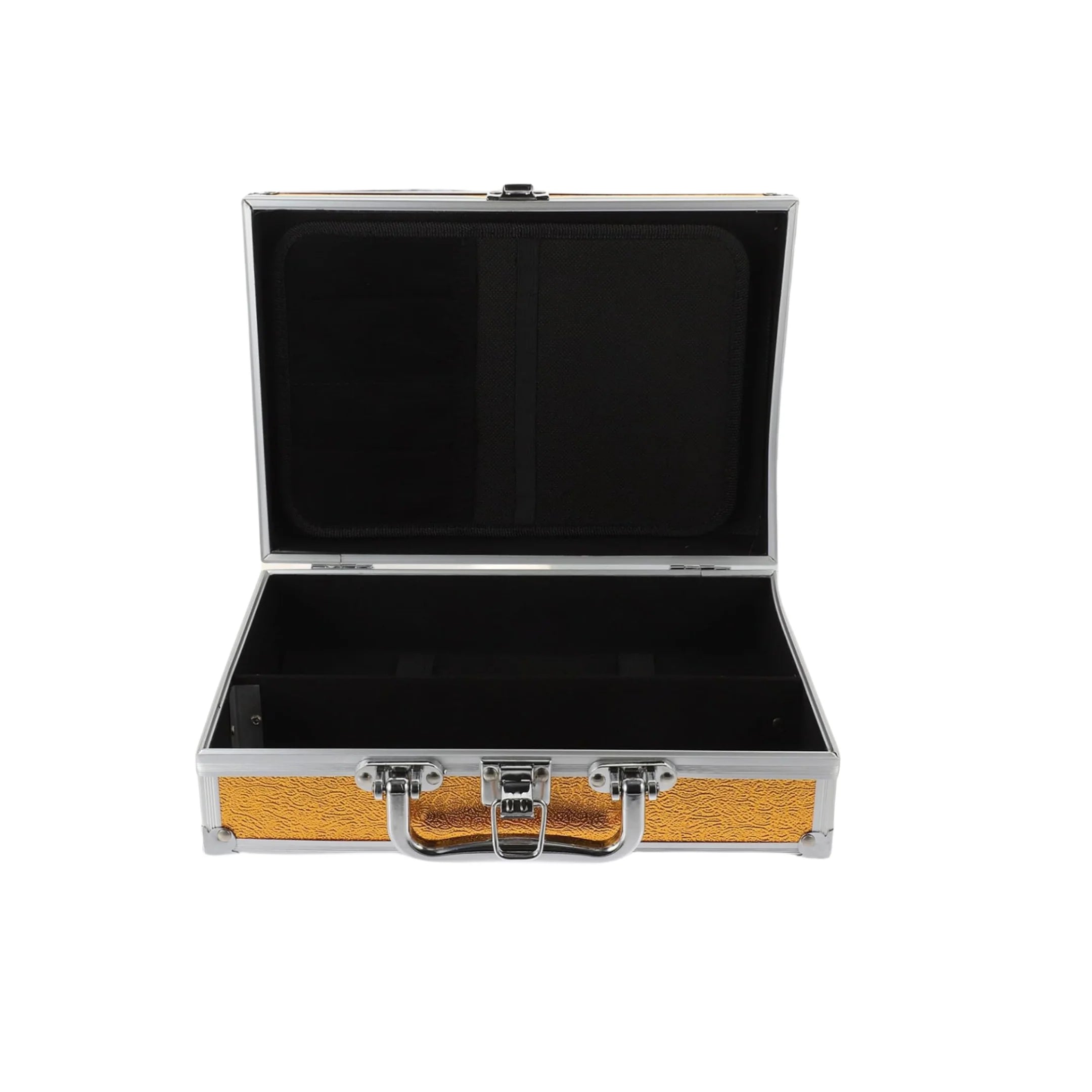 Aluminum Tool Box Case Portable  Metal Briefcase Toy Box Portable Carrying Case for Measurement Instruments Golden