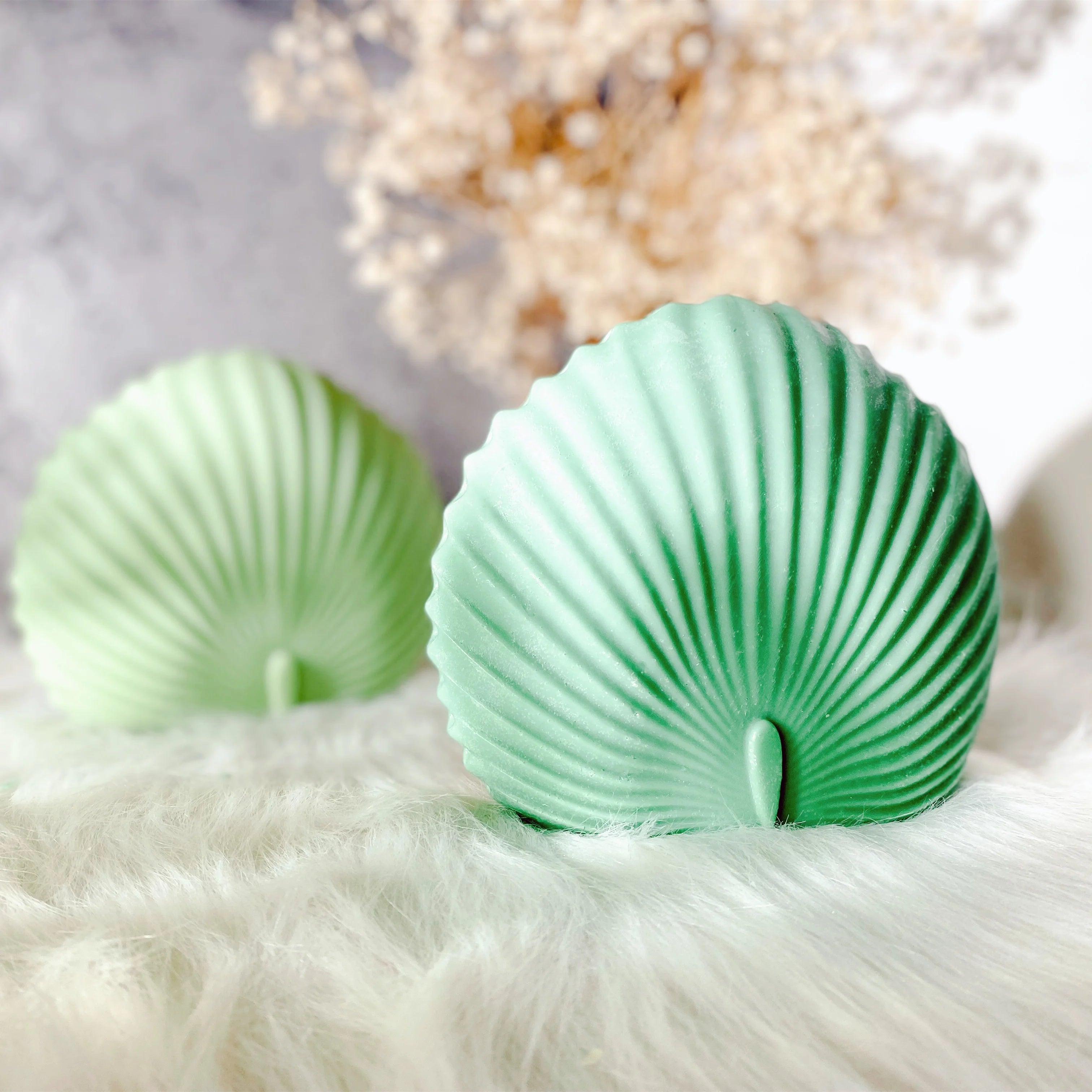 D-8116 2022 New Fan Shape Shell Candle Mold Folded Wave Coral Silicone Mould Modern Stripe Minimalist Style Handmade Crafts Wax