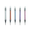 5pcs/set Double Use Two Sided Clear Acrylic Rhinestone Nail Silicone Brush Pen Nail Art Tools