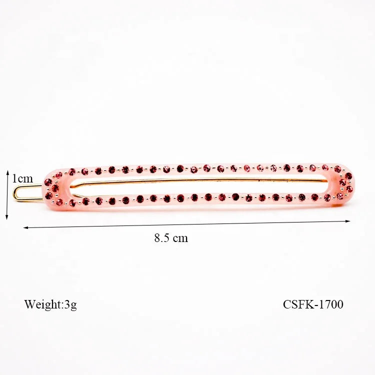 Canyuan Korean Big Diamond Hairpin Thin Long pink Acetate Hairpin for Women