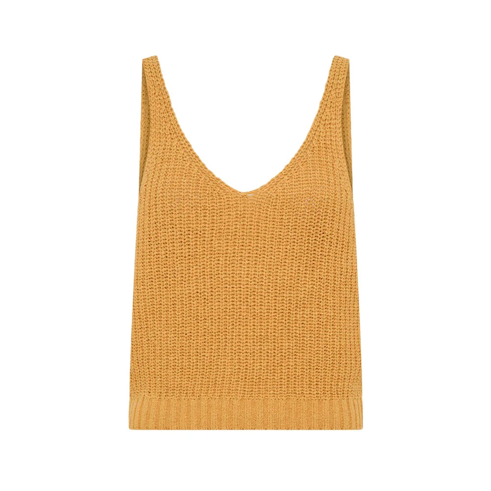 Factory Wholesale Summer Women's V-Neck Knitted Tank Top Casual Sleeveless Sweater Vest Custom Logo Ladies Boho Knit Camisole