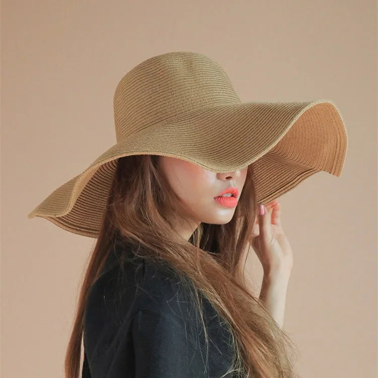 18 Colors Adult Women Foldable Roll up UPF 50+ Wide Brim Sun Hat UV Protection Summer Beach Big Floppy Straw Hat