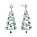 YH JEWELLERY Luxury Designer 925 Sterling Silver Christmas Tree Stud Earrings for Women Full CZ Diamond and Zircon Accents