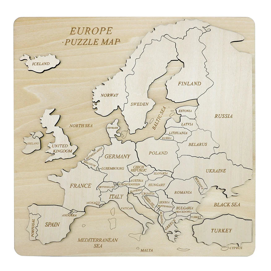 European Map 3D Puzzle Kids Geography Learning Wooden Educational Decorative Toy