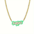 Double Plated Acrylic Nameplate Custom Kids Necklace Customized 3D Bling Pendant Jewelry Personalized Names Necklaces