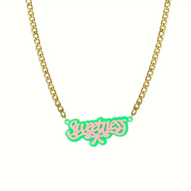 Double Plated Acrylic Nameplate Custom Kids Necklace Customized 3D Bling Pendant Jewelry Personalized Names Necklaces