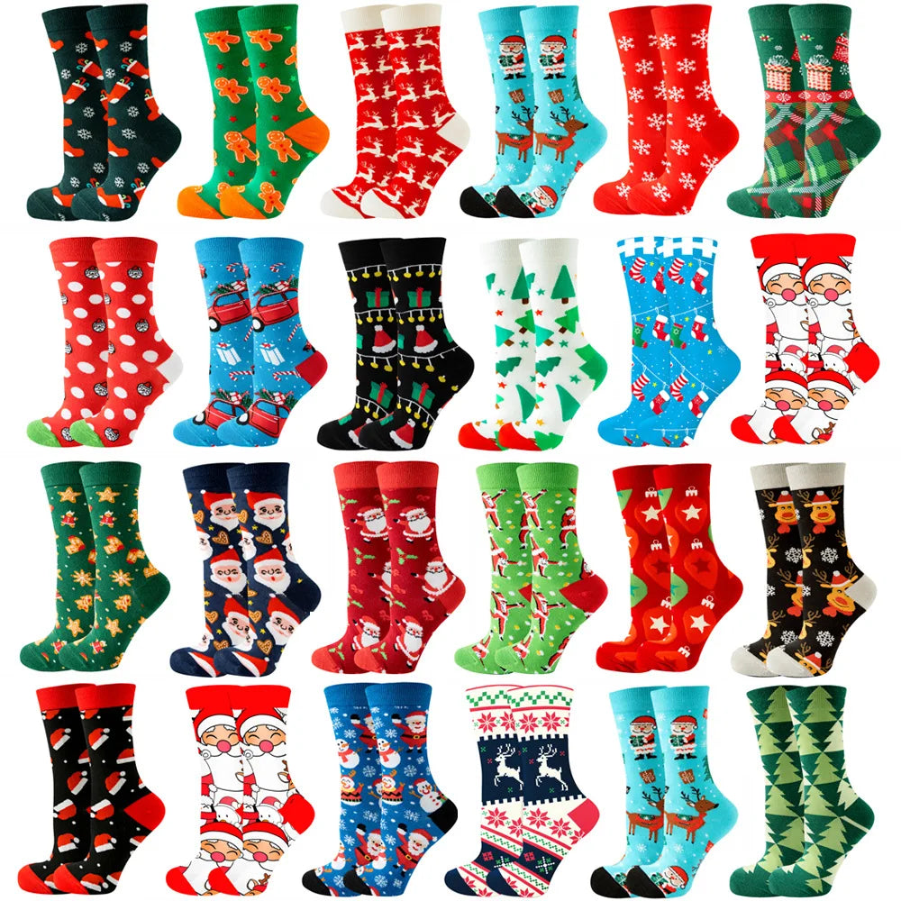 Whale Wholesale Custom Holiday Socks Santa Reindeer Gingerbread Candy Pattern Novelty Fun Women Christmas Socks