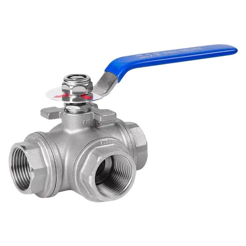 Aohoy Customizable 304 316 Stainless Steel L T Female 3-Way Locking Handle Ball Valve OEM Supported