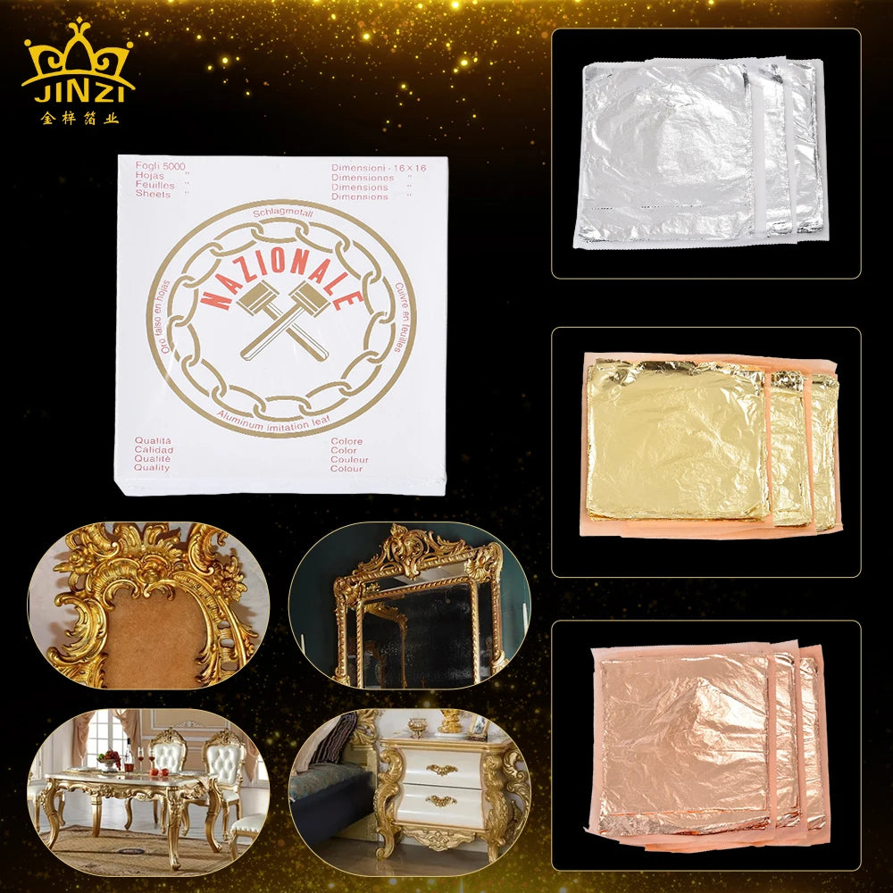Hot Sale 16 *16 Cm 10000 Sheets/Box Italian Imitation Gold Leaf SheetsFoil Paper for Art Home Deco