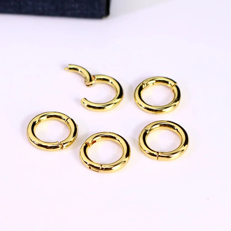 JF1314 Gold Plated Brass Round Push-in Spring Gate Clasps