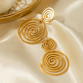 Hot Selling Personalized Geometric Spiral Earrings Exaggerated Versatile Waterproof Stainless Steel Earrings Fashion Jewelry