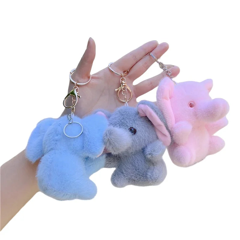 12cm Cute Elephant Plush Toy Animal Pendant Soft Stuffed Doll Keychain Backpack Car Bag Charm Key Ring Kid Gift for Claw Machine