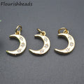 Wholesale Nickel Free Anti Rust Gold Plated CZ Pave Small Lovely Moon Star Charms Pendants for Bracelet Earring Making