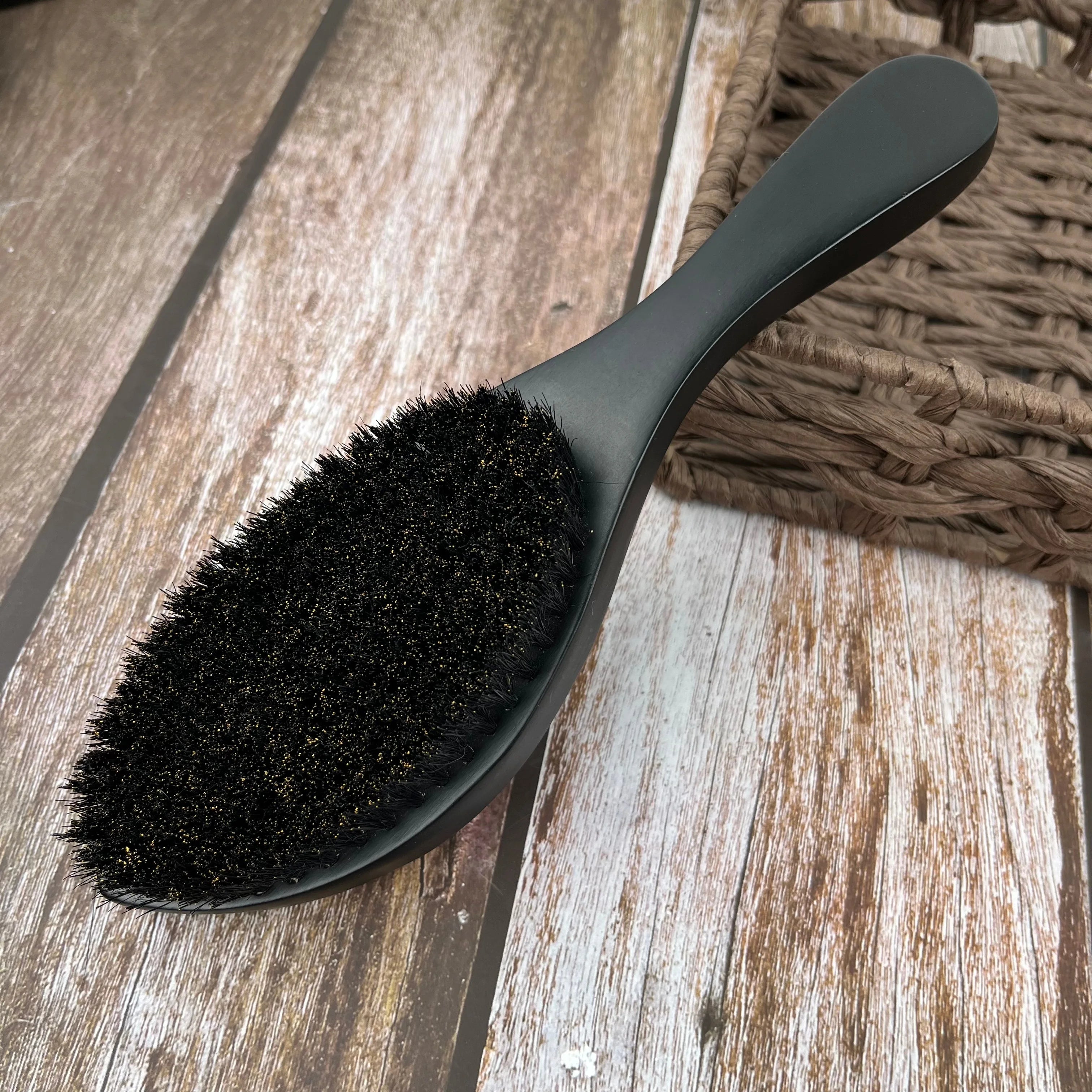 100% Boar Bristle 360 Curved Wave Beard Brush for Men Anti-Static Barber Styling Comb with Wood Handle for Hairdressing Shaving