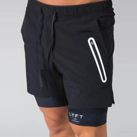 US Size Double Layer Pockets Athletic Sports Nylon Custom logo 5 Inch Workout Training 2 in 1 Mens Gym Shorts for Men