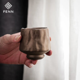 FENN Wholesale Ceramic Tea Cups Luxury Golden Glaze Color Porcelain Mug Ceramic Coffee Tea Cup with Unique Shape for Restaurant