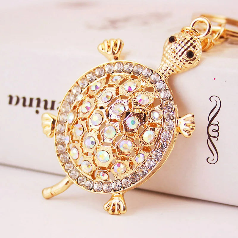 Wholesale Diamond Turtle Key Chain Metal Turtle Cute Sparkling Turtle Keychain for Bag Pendant